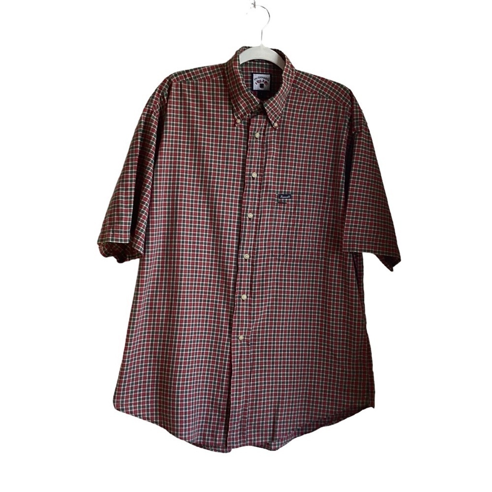 Faconnable Men’s Red/Green Checked Shirt.  Size L